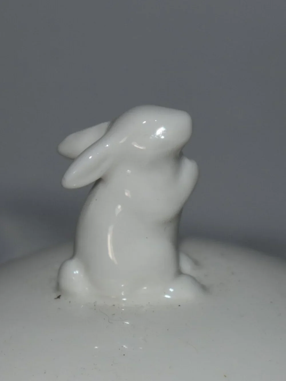 Vintage Cottage White Porcelain Bunny Rabbit Lid Mini Teacup